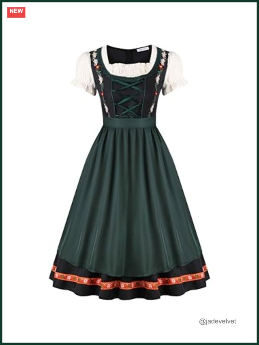Oktoberfest Dirndl Costume 2Pcs Bavarian Dress with Apron Women's Halloween